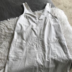 Small Free People White Denim Overall Dress
